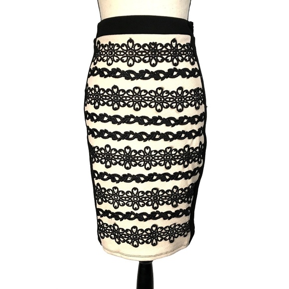 New!! Nikibiki Tan & Black Pencil Skirt with Lace​​ - Picture 4 of 6